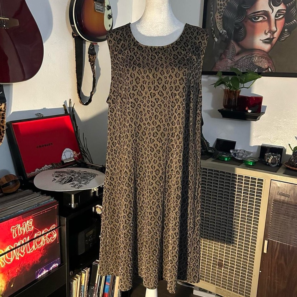 Vintage Leopard Print Sleeveless Dress